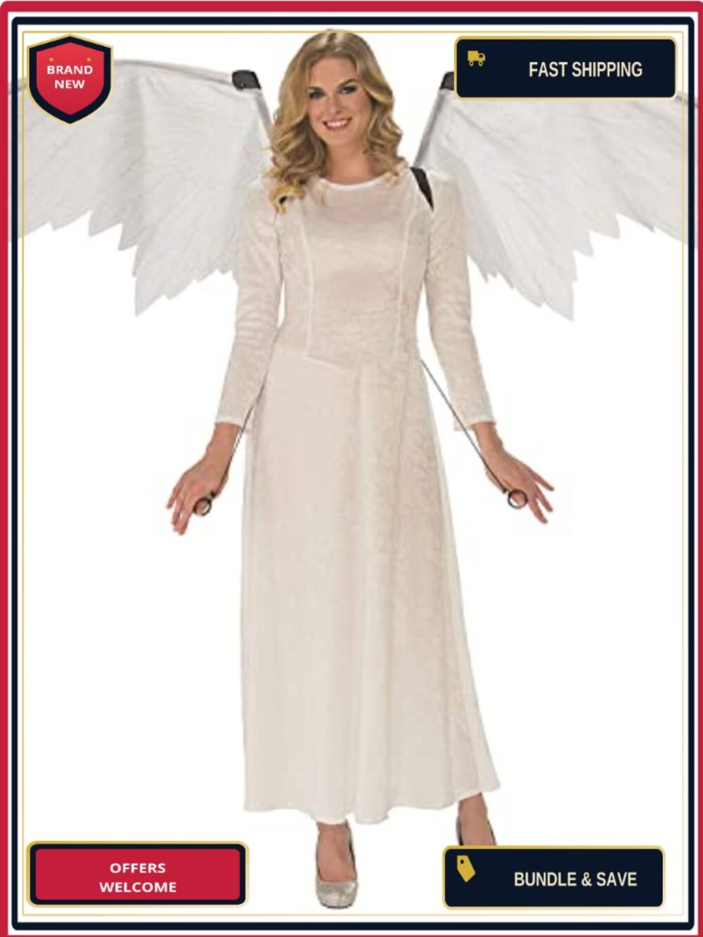 Rubies White Mechanical Angel Wings Adult Unisex Costume Accessory
